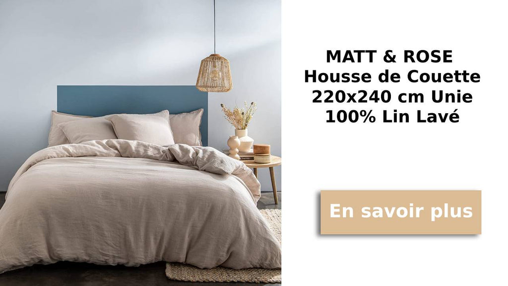 MATT & ROSE Housse de Couette 220x240 cm Unie Lin Lave| 100% Lin Lavé