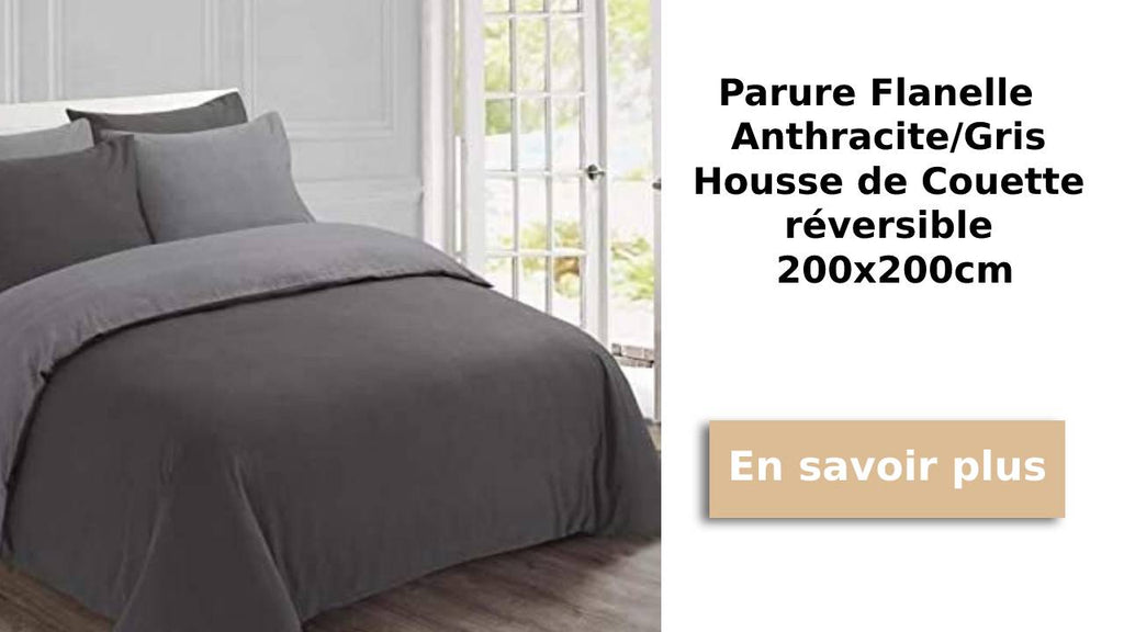 Parure de lit flanelle anthracite 200x200 cm