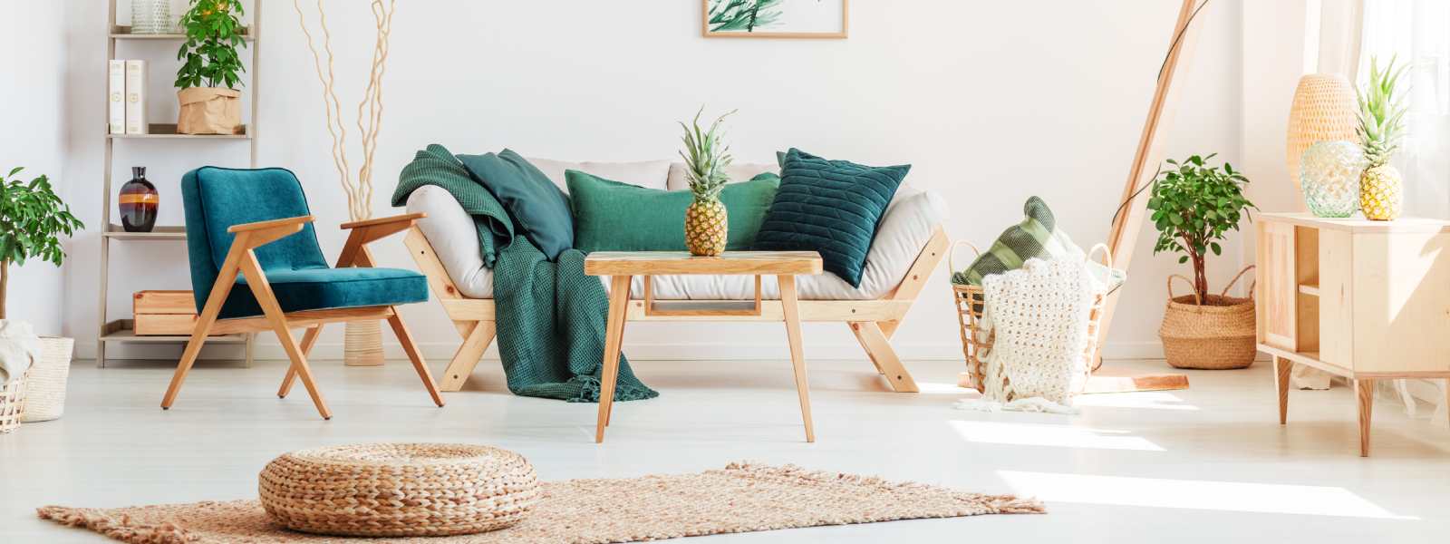Salon avec mobilier vert