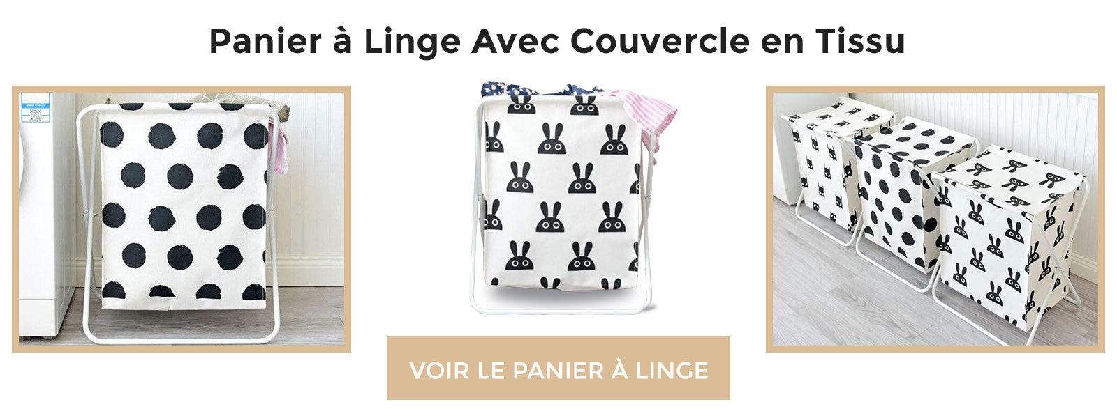 bannière Panier à Linge Avec Couvercle en Tissu