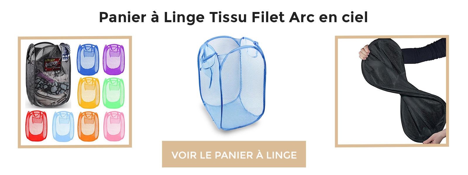 bannière Panier à Linge Tissu Filet Arc en ciel