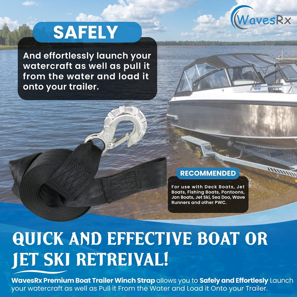 Wavesrx Boat & Pontoon Trailer Transom Straps 2pk 48 Marine Tie Downs Adjustable Safety Straps Outperforms Ratcheting & Retractable Straps Boating