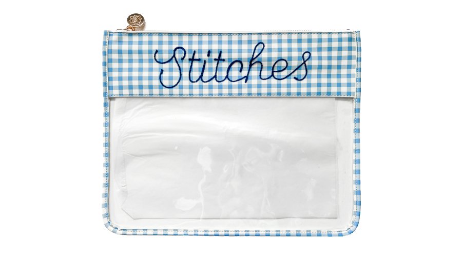 Large Printed Stitches Clear Zip Pouch - Penny Linn Designs product image