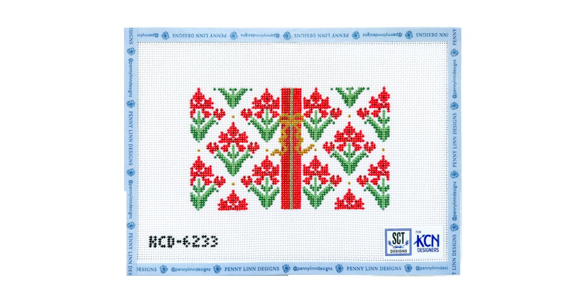 Red Block Print Bow Canvas