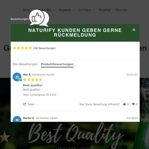 Naturify | Rezensionen | Unsere Kunden bewerten Shop und Produkte mit 5 Sternen