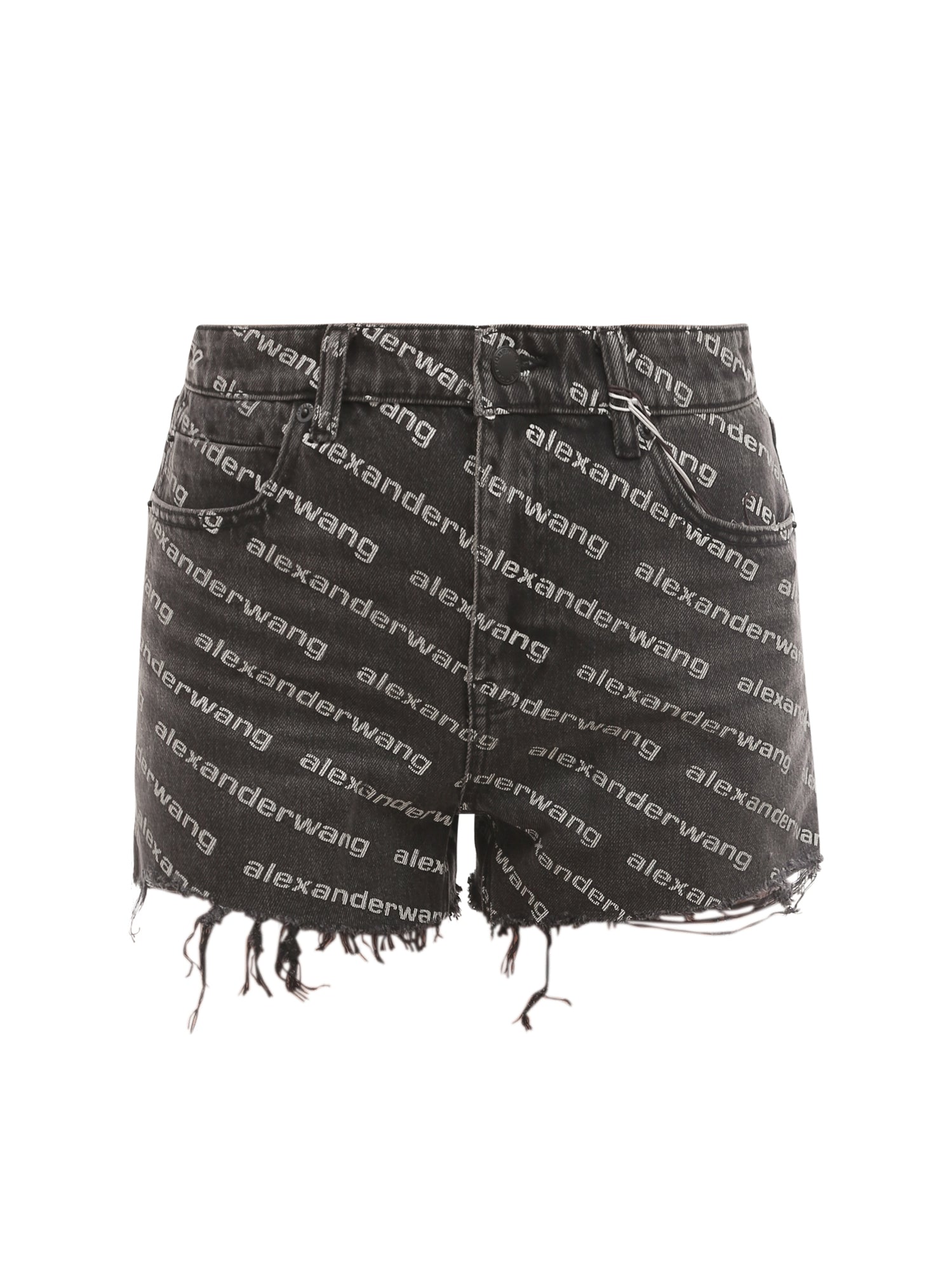 alexander wang-shorts in cotone con stampa logo all-over-donna