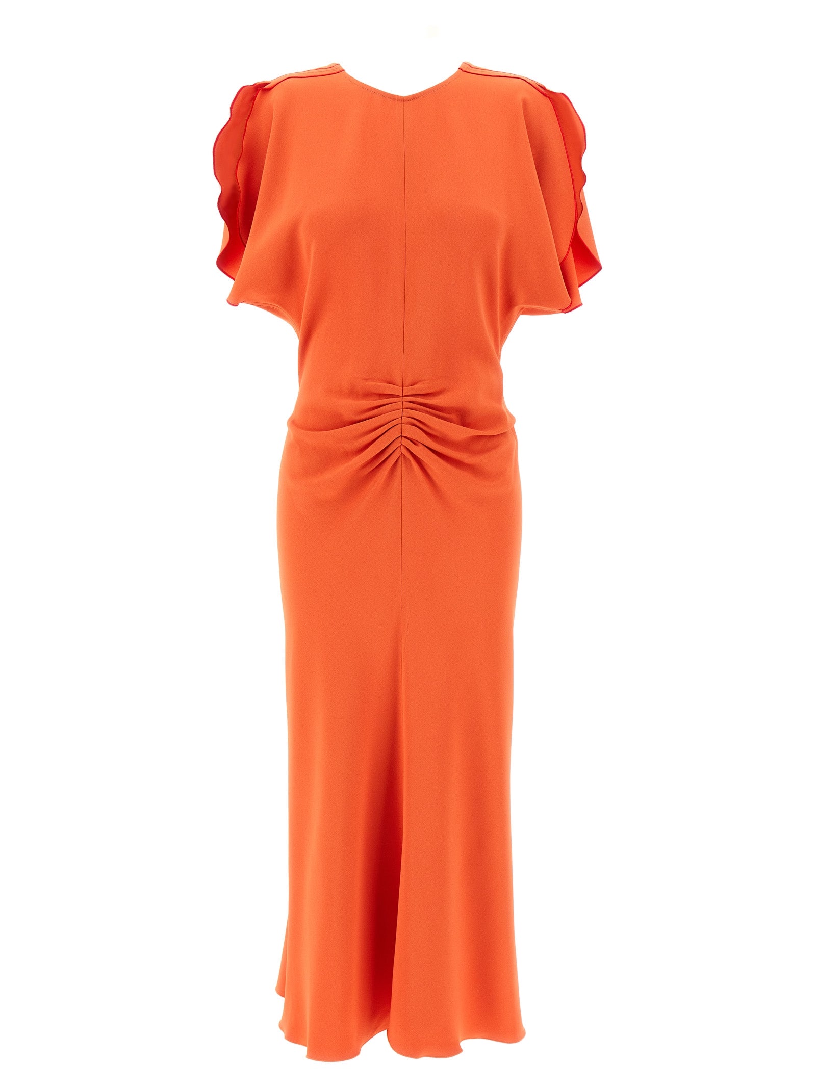 victoria beckham-gathered waist abiti arancione-donna