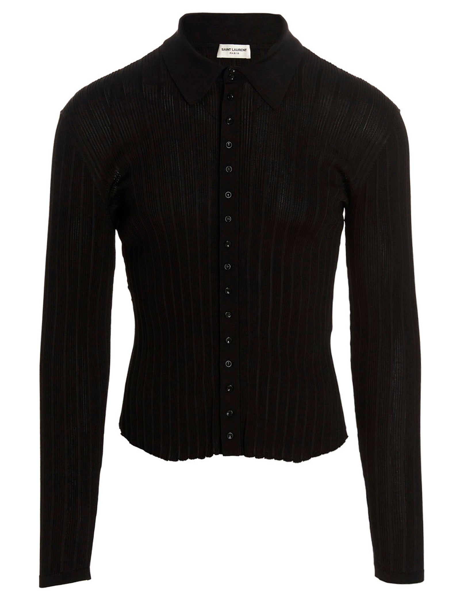 saint laurent-silk knit shirt camicie nero-uomo