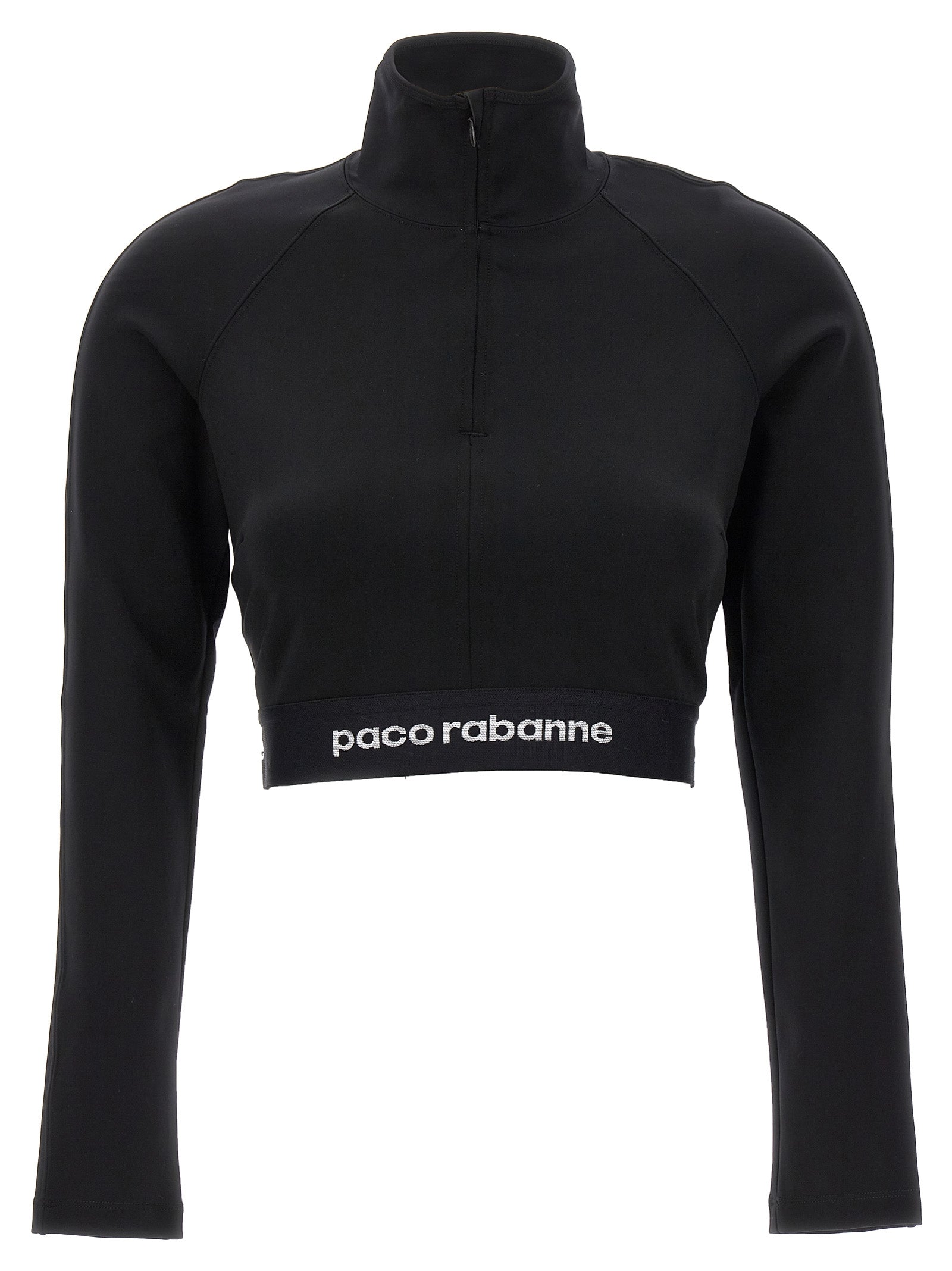 paco rabanne-logo top top nero-donna