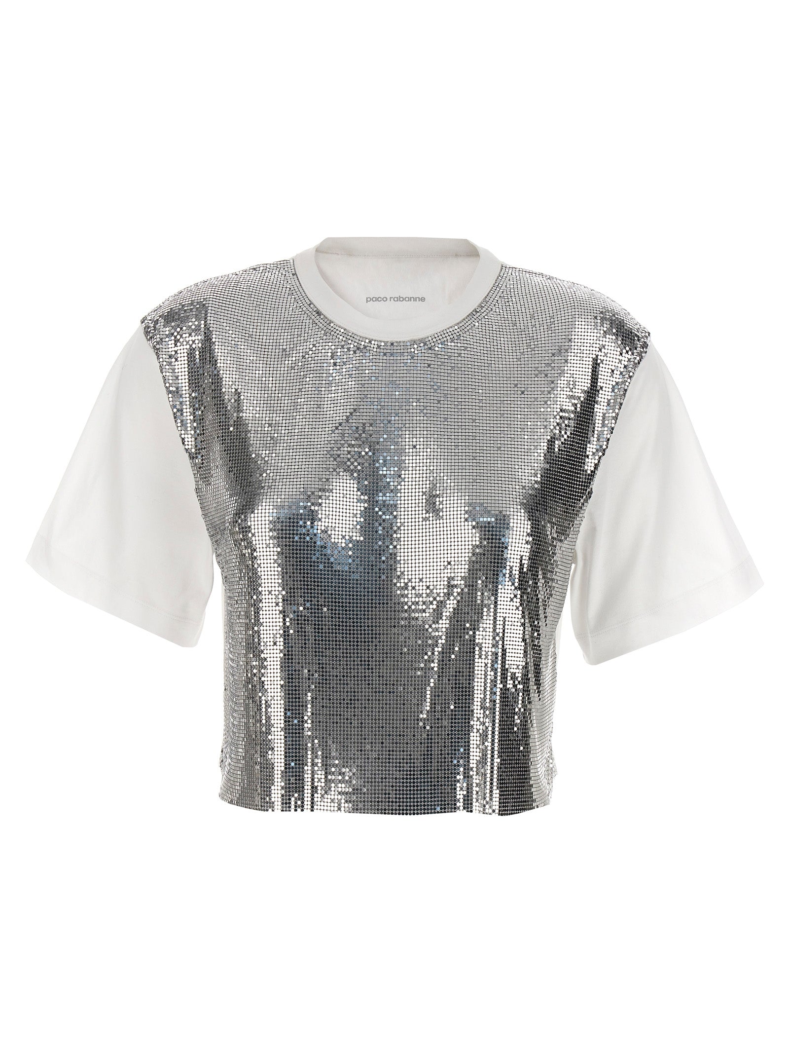 paco rabanne-metal mesh t shirt silver-donna