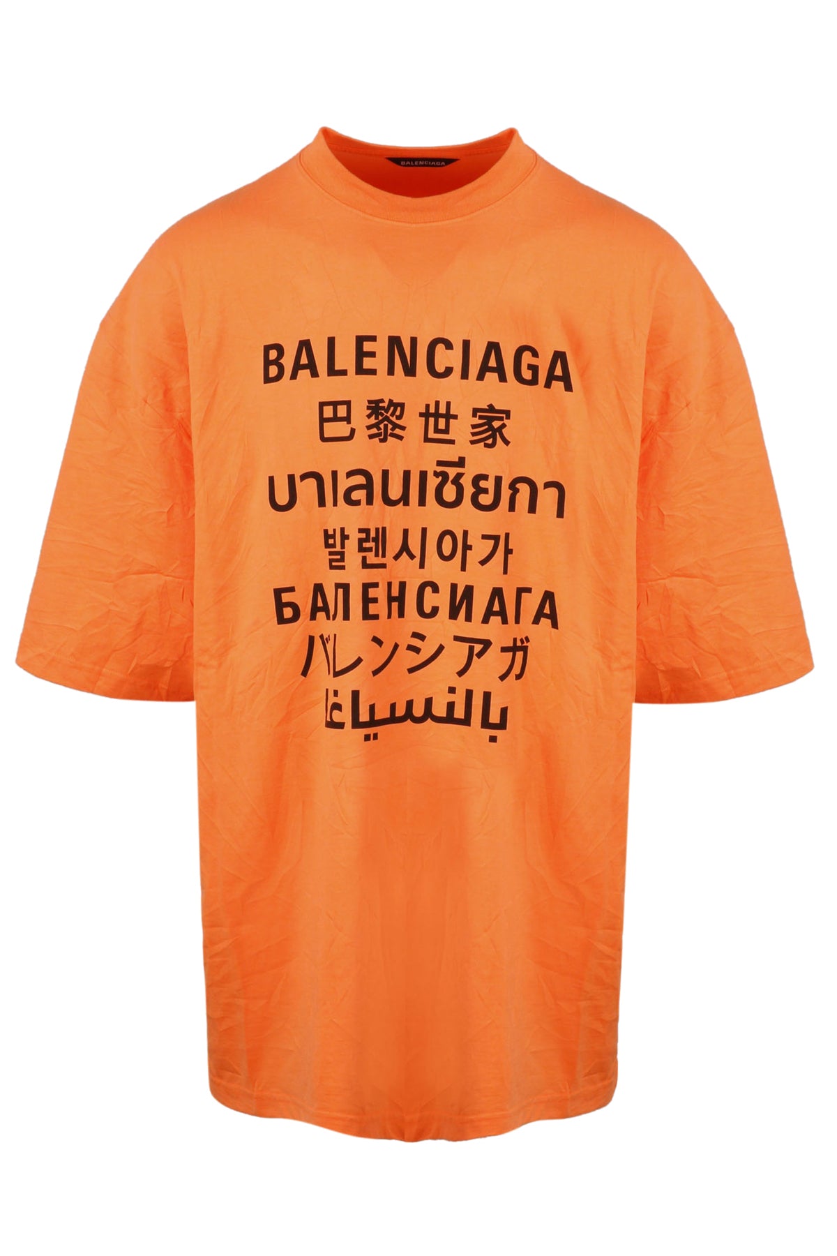 Balenciaga-T-shirt in cotone con logo-Uomo-Arancion