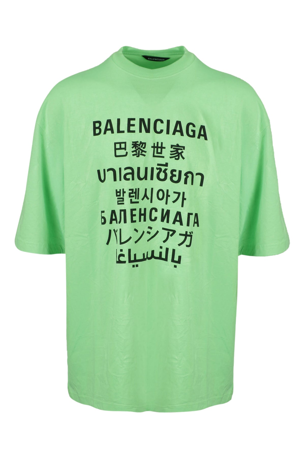 Balenciaga-T-shirt in cotone con logo-Uomo-Verde