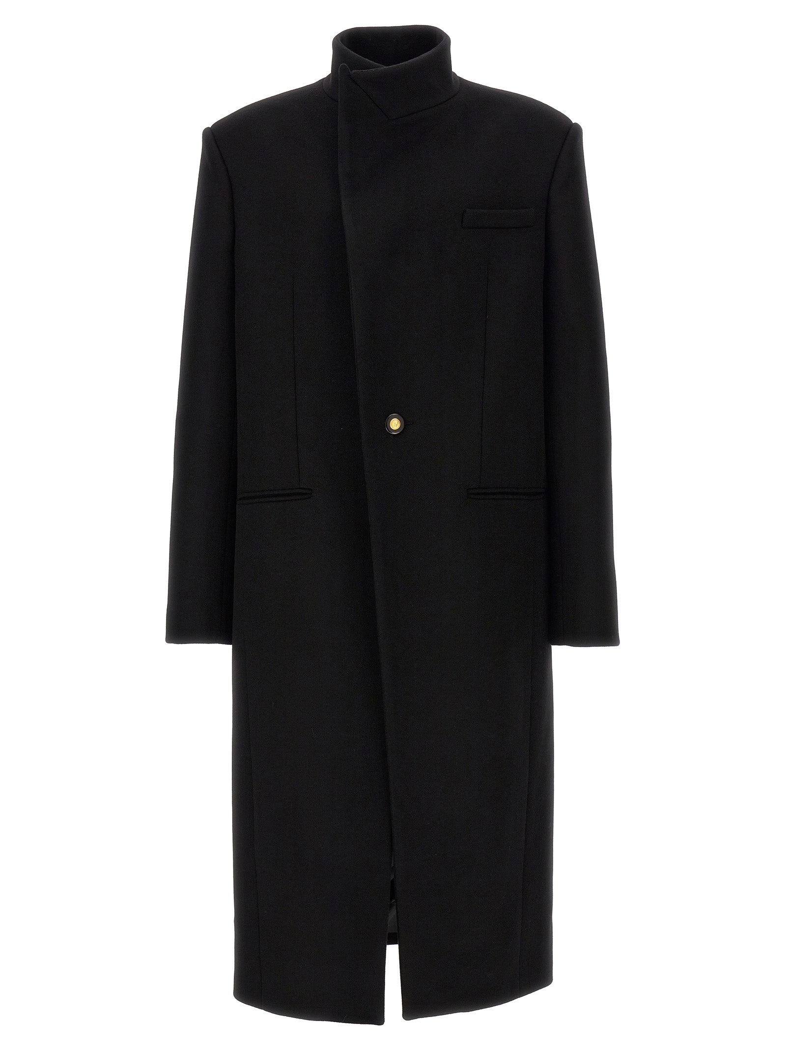 balmain-single-breasted long coat trench e impermeabili nero-uomo