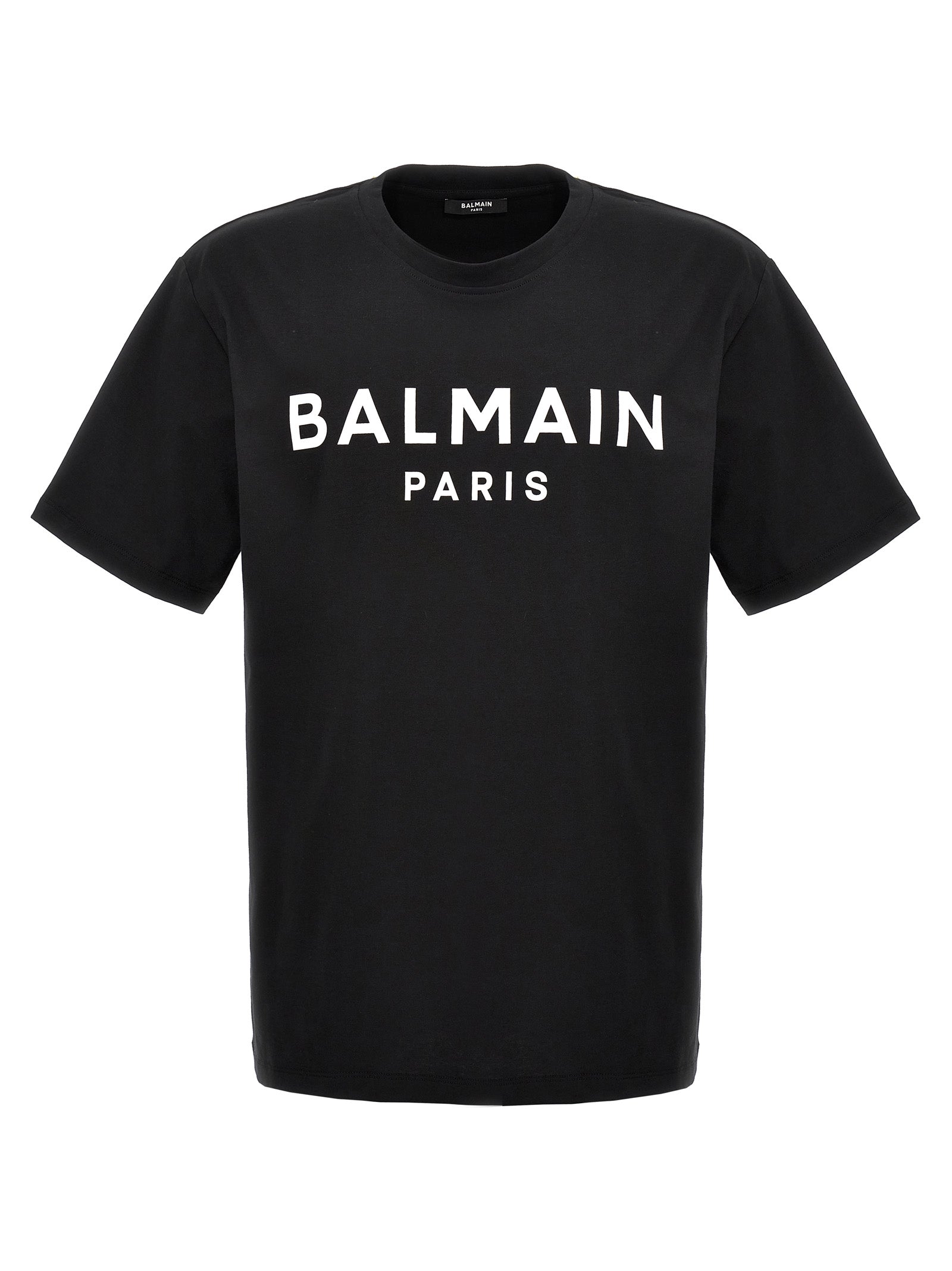 balmain-logo print t shirt bianco/nero-uomo