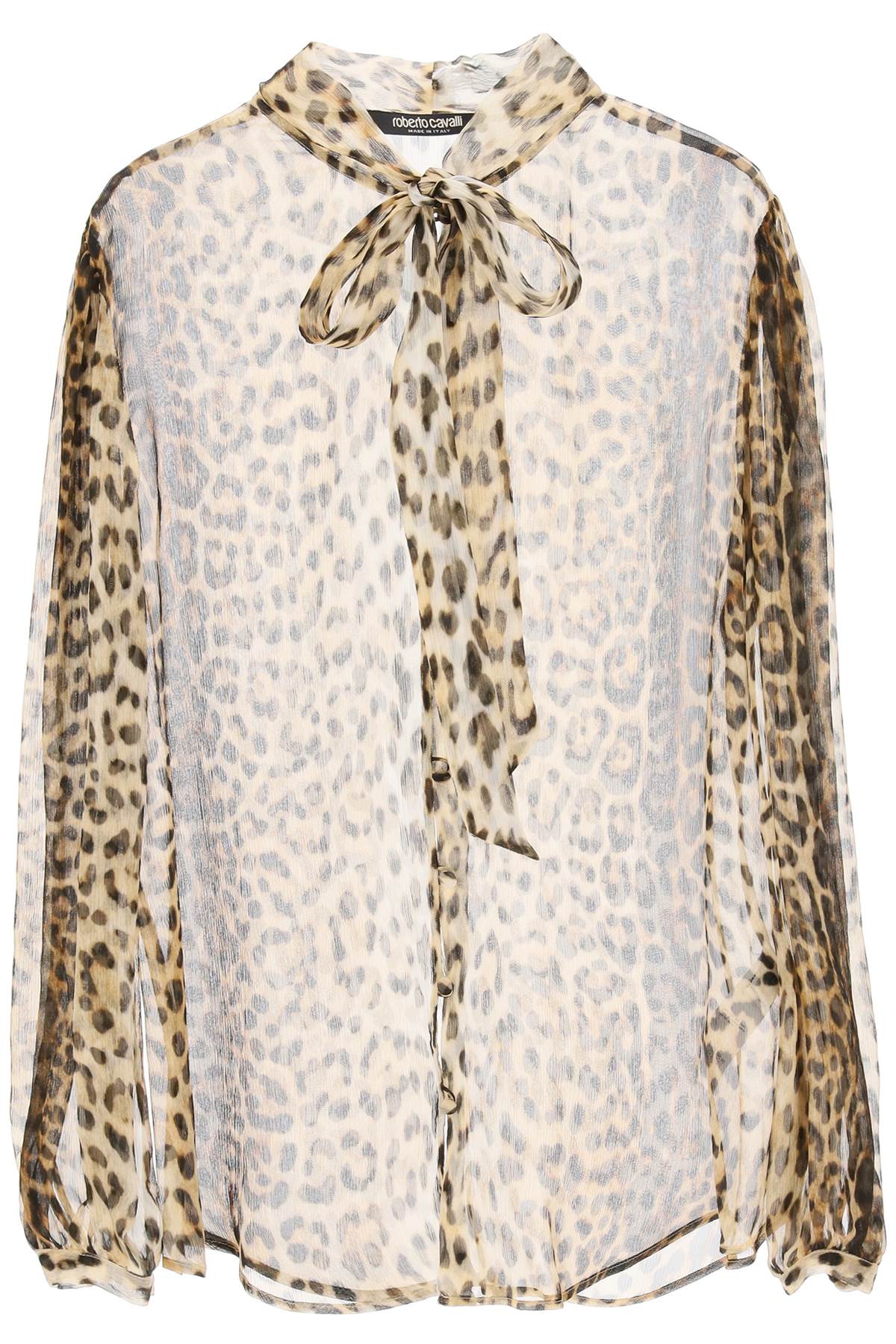 roberto cavalli-camicia in seta con stampa leopard-donna