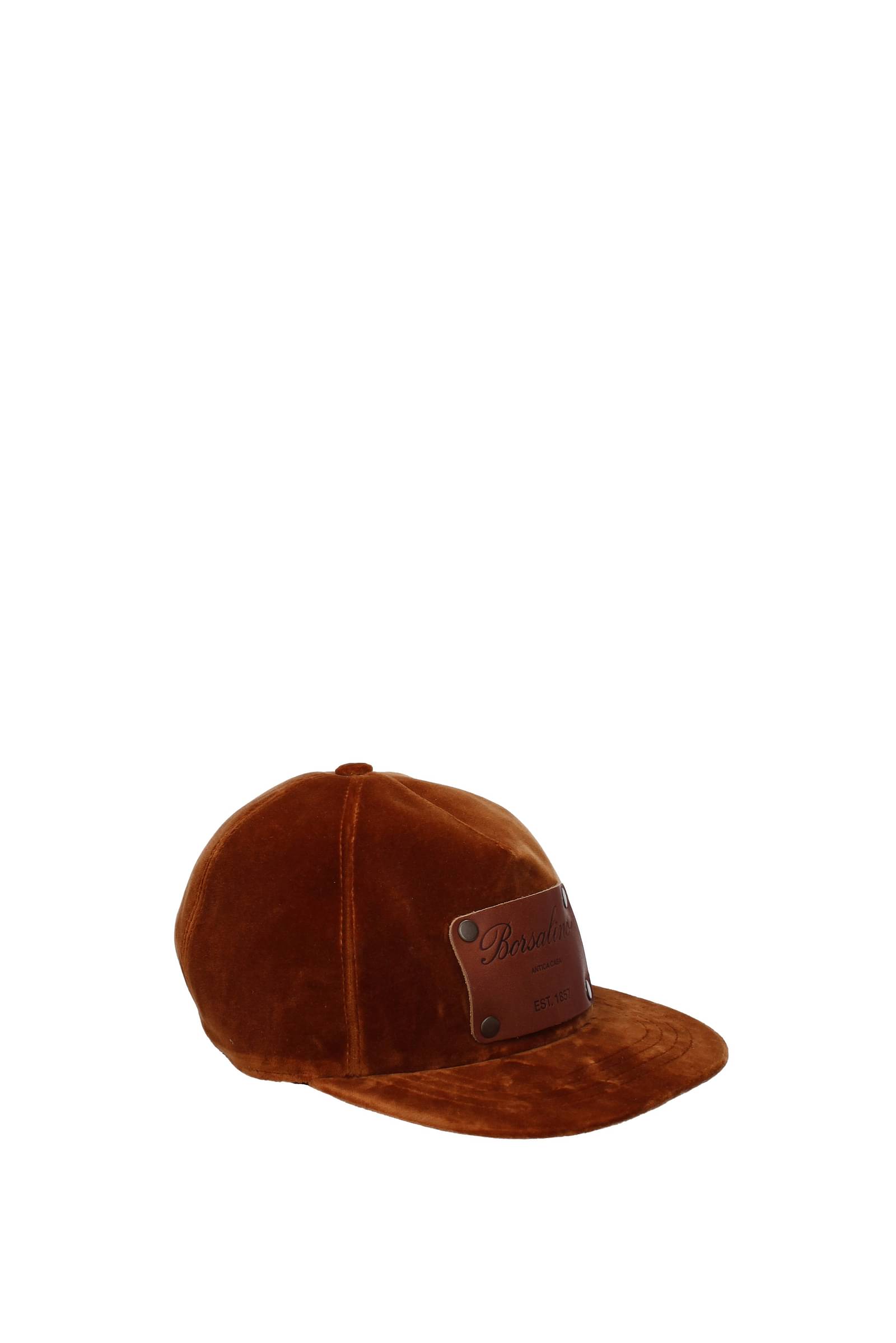 borsalino-cappelli cotone marrone cuoio-uomo