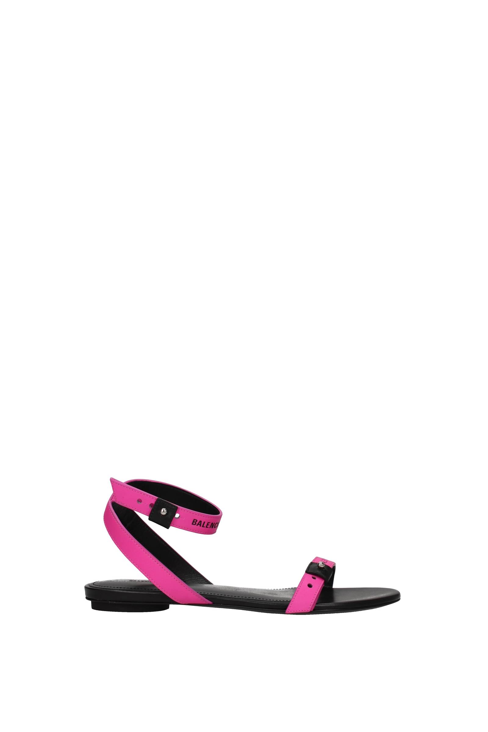 balenciaga-sandali pelle fuxia nero-donna