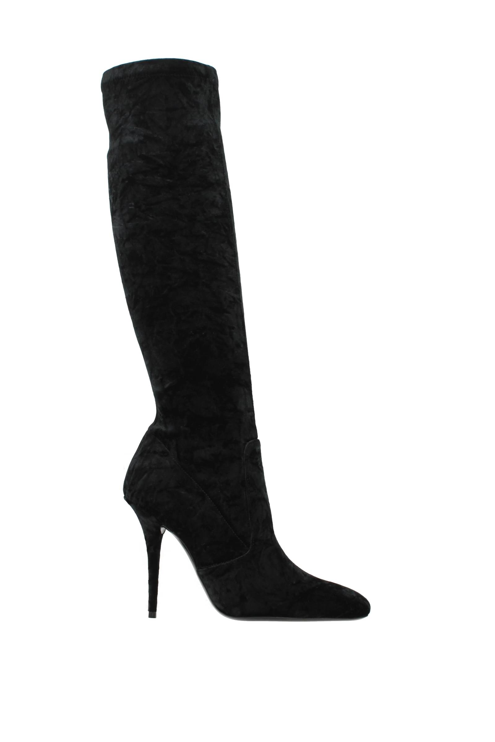 saint laurent-stivali talia velluto nero-donna