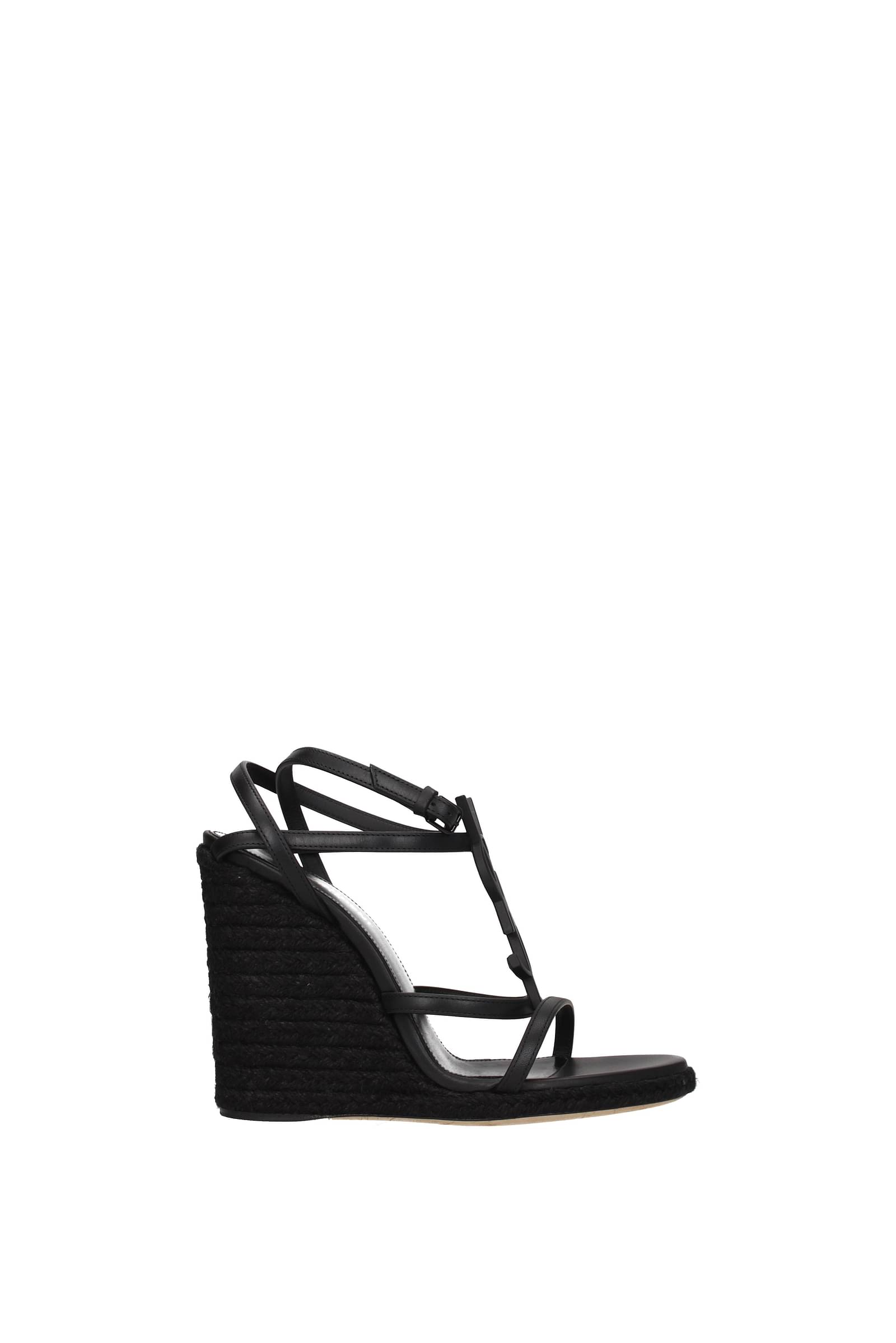 saint laurent-zeppe cassandra pelle nero-donna