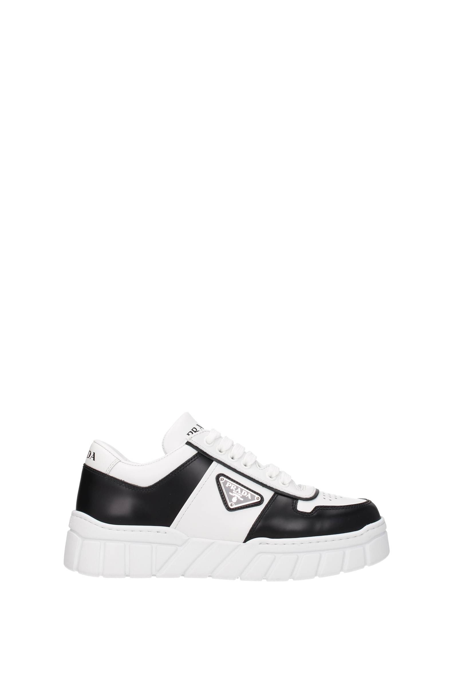 prada-sneakers pelle bianco nero-uomo