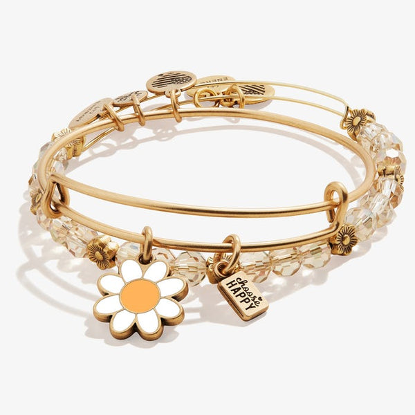 daisy charm bracelets set of 2