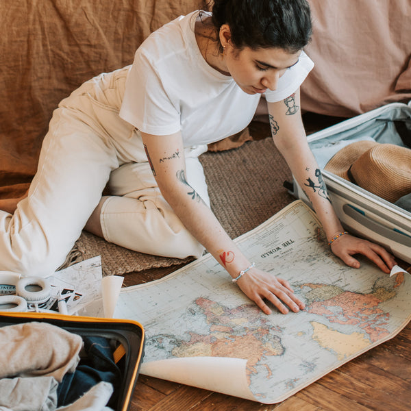 girl looking at map