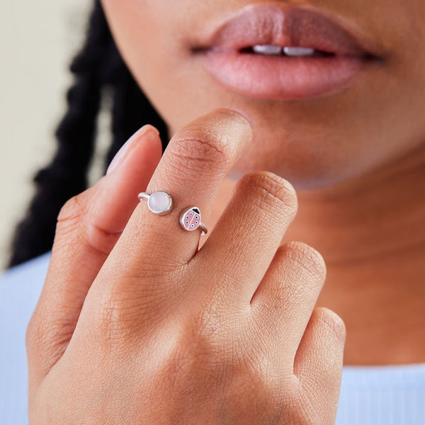 lady bug ring in silver