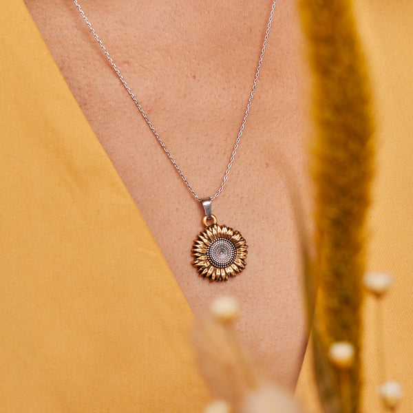 sunflower charm necklace