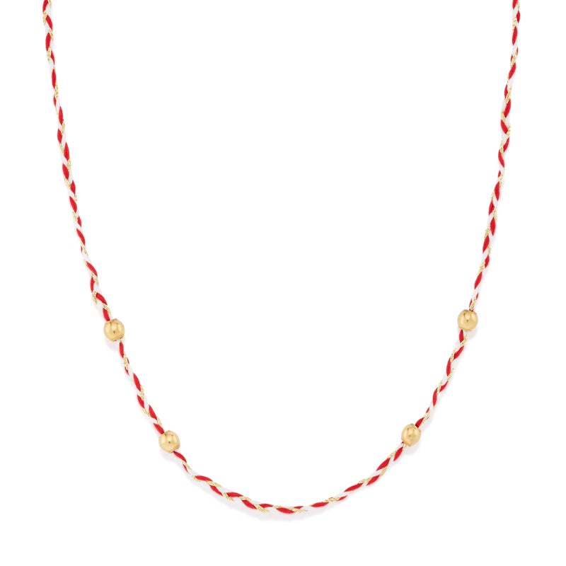 Image of Red + White Precious Threads Necklace
