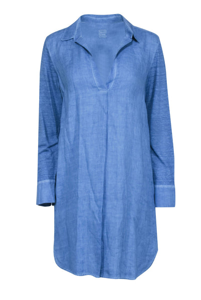 V-neck Summer Linen Collared Short Long Sleeves Beach Dress/Cover Up/Tunic