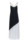 Colorblocking Hidden Back Zipper Polyester Sleeveless Maxi Dress