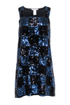 Tall Tall Sequined Square Neck Short Shift Sleeveless Checkered Print Evening Dress