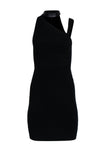Sophisticated Sleeveless Leather Back Zipper Cutout Little Black Dress