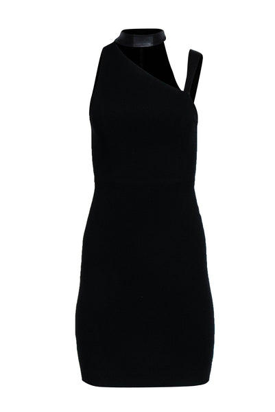 Sophisticated Back Zipper Cutout Sleeveless Leather Little Black Dress
