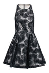 General Print Back Zipper Illusion Racerback Sheer Sleeveless Skater Dress