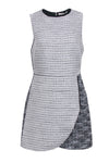 Tall Tall Faux Wrap Back Zipper Sleeveless Shift Two-Toned Print Dress