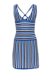 Tall V-neck Short Summer Striped Print Dress With Ruffles