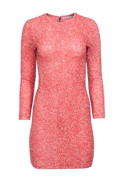 Beaded Back Zipper Sequined Short 3/4 Long Sleeves Crew Neck Sheath Sheath Dress