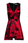 Sophisticated V-neck Floral Print Racerback Back Zipper Wrap Sleeveless Dress