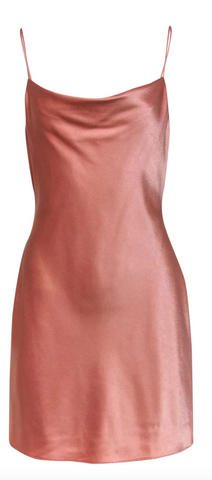 Alice & Olivia - Metallic Champagne Pink Satin Mini Slip Dress