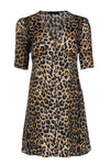 Sexy V-neck Short Animal Leopard Print Short Sleeves Sleeves Dress