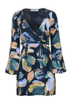 Crepe Wrap Long Sleeves General Print Dress