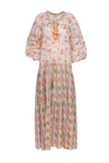 V-neck Floral Paisley Print Puff Sleeves Sleeves Maxi Dress