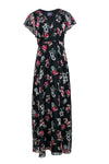 Hidden Side Zipper Flutter Sleeves Sleeveless Floral Print Dress