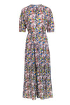 Floral Print Cotton Short Sleeves Sleeves Tie Waist Waistline Goddess Button Front Dress