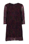 Viscose 3/4 Sleeves General Print Pleated Keyhole Dress