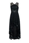 V-neck Polyester Mesh Sleeveless High-Low-Hem Dress