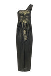 Tall Sweetheart One Shoulder Metallic Slit Pleated Hidden Back Zipper Sheath Sheath Dress With Ruffles