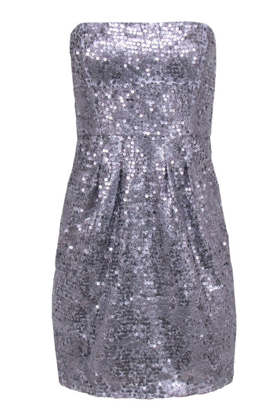 A-line Strapless Short Pocketed Sequined Polyester Dress