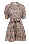 Short Sleeves Sleeves Floral Print Tie Waist Waistline Spring Summer Button Front Dress
